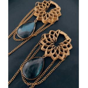 Opulence Mandala Star Earweights with Labradorite Drop Pendant