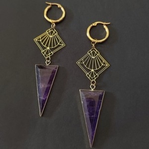 Pointed Amethyst Midkyr Hoop Earrings