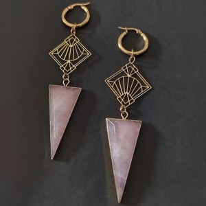 Pointed Rose Quartz Midkyr Hoop Earrings
